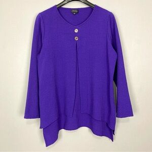 Toofan Lagenlook Layered Tunic Top Women’s Size XL Crinkle High Low Hem Purple